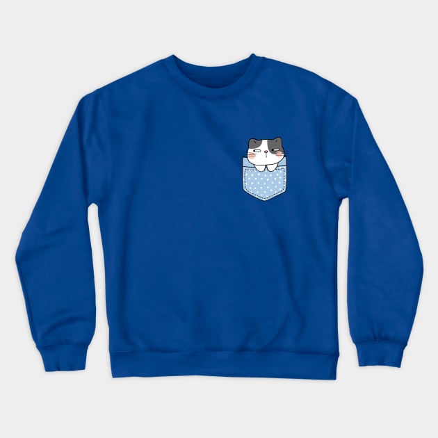 Cute Pocket Kitty V4 Crewneck Sweatshirt by Stupid Coffee Designs